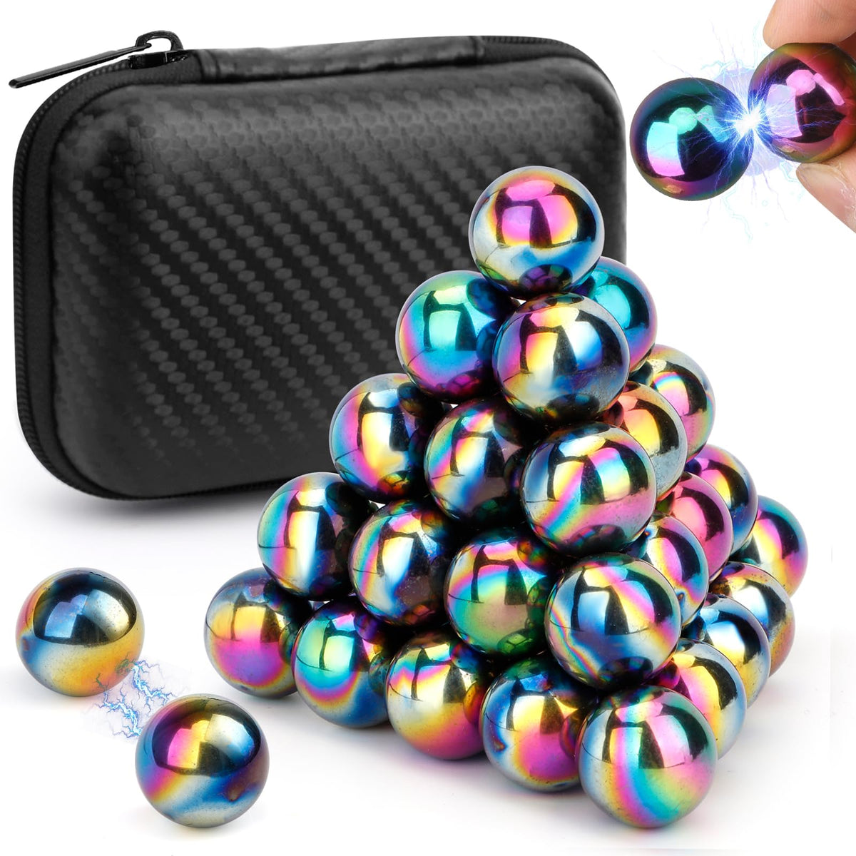 Dilabnba rainbow hematite magnetic ball – main view showing vibrant colors for desk fidgeting