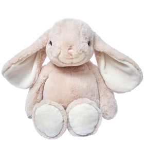 DILLY DUDU beige bunny plush face close-up, ultra-soft texture for comforting hugs.