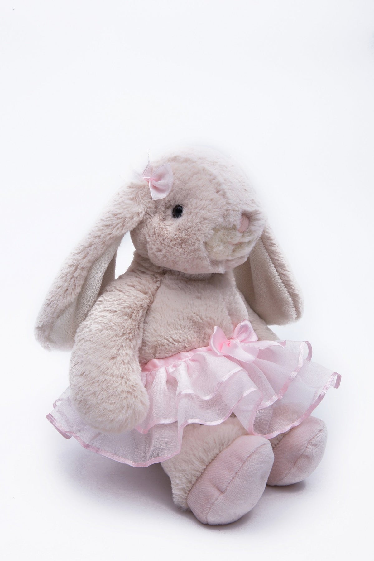 DILLY DUDU ballerina bunny wearing pink slippers for dance-time cuddles