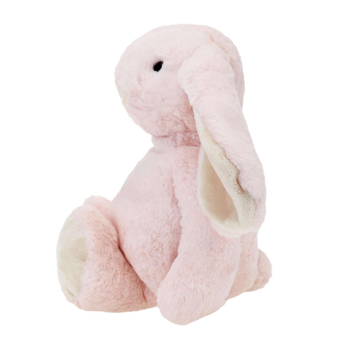 DILLY DUDU pink bunny plush side view highlighting soft fur.