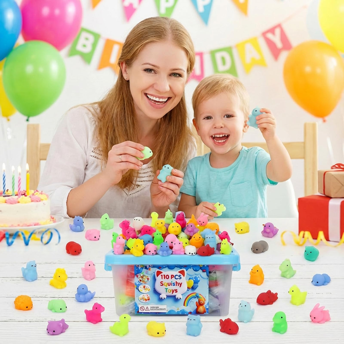 Dimatima mochi squishy animals set offers colorful classroom prizes and sensory fun.