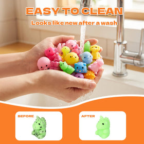 Dimatima soft-texture mochi squishy toys are easy to clean after play.
