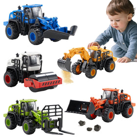 Dimoarch excavator toy truck with movable arms for imaginative digging and motor-skill practice.