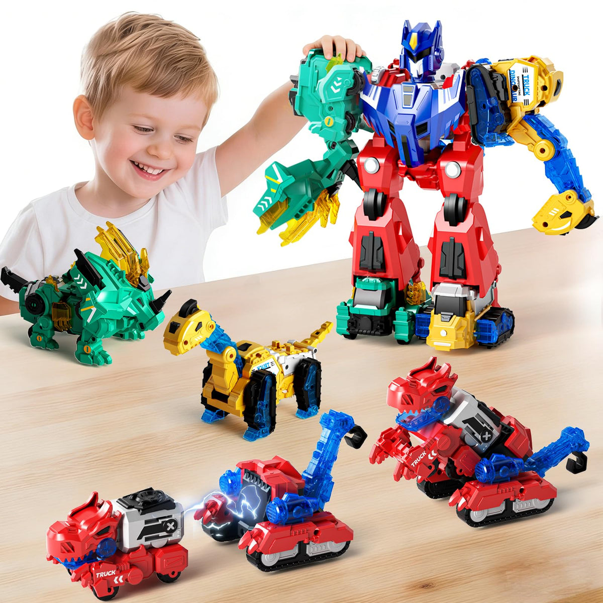 Dimoarch magnetic dino front view, ideal for imaginative play and quick transforms