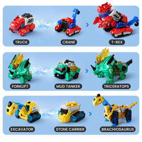 Dimoarch magnetic trucks transforming into dinosaurs for action play