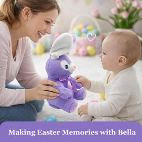 Dimple Bella portable bunny plush goes anywhere for on-the-go fun.