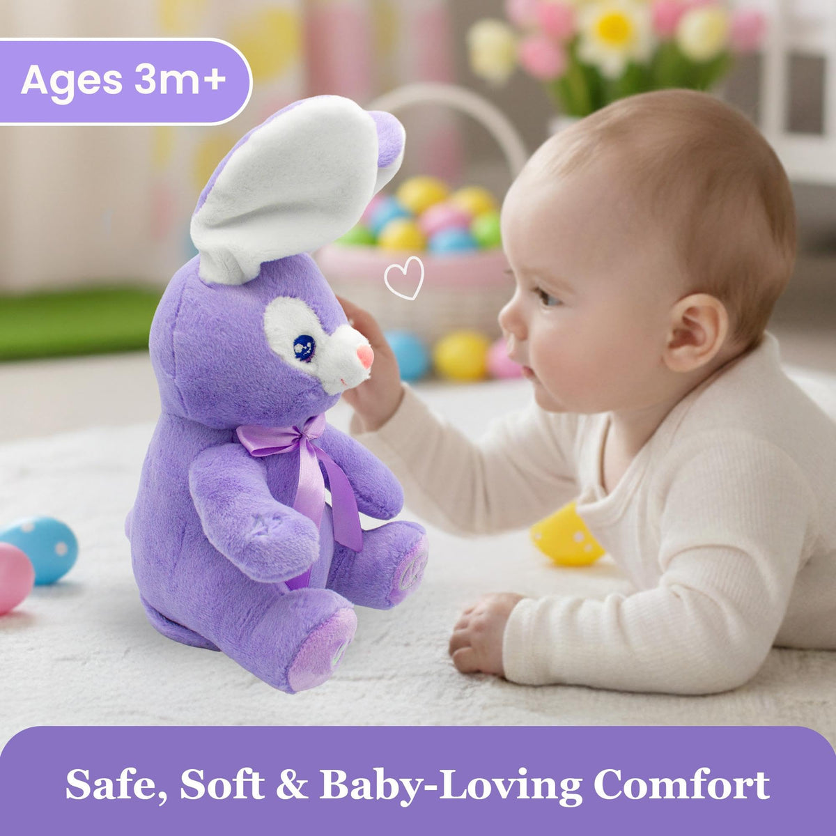 Dimple Bella surface-washable bunny is easy to clean.