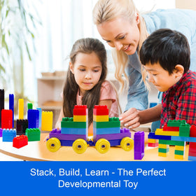 Dimple large blocks for little hands enable easy snap-together play.