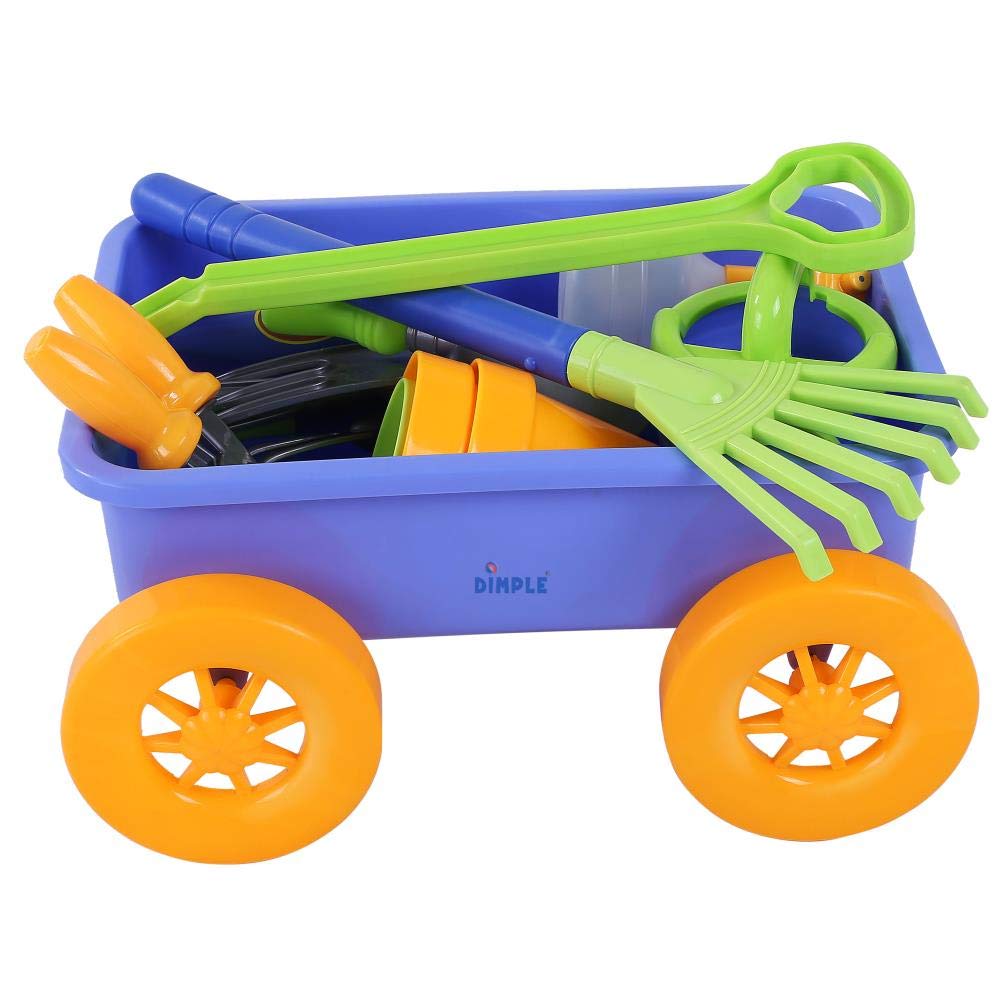 Dimple Garden Wagon blue-green colors highlight cheerful outdoor set.