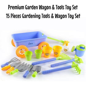 Dimple Garden Wagon tools-tidy image highlighting organized 8-tool kit for kids.
