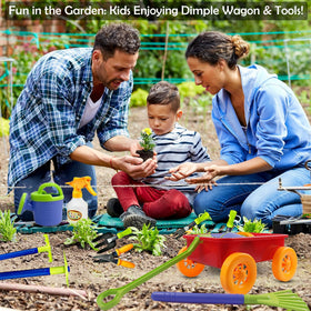 Dimple garden wagon toy set—kids playing in garden with sturdy, safe equipment