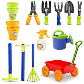 Dimple garden wagon toy set—tools display for kid-friendly gardening activities