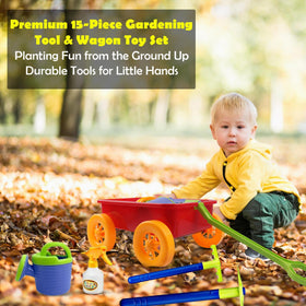 Dimple garden wagon toy set—wagon portability for quick cleanup and transport