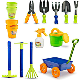Dimple Garden Wagon water-pail included for easy watering during play.