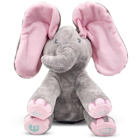 Dimple Kaia Peek A Boo Elephant Toy with moving ears sparks interactive toddler play