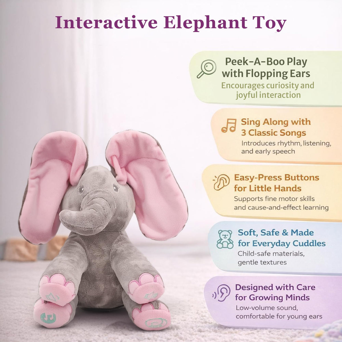 Dimple Kaia Peek A Boo Elephant Toy perfect for early playtime with toddlers