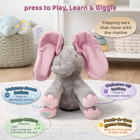 Dimple Kaia Peek A Boo Elephant Toy right-foot mode plays ABC and Wheels songs