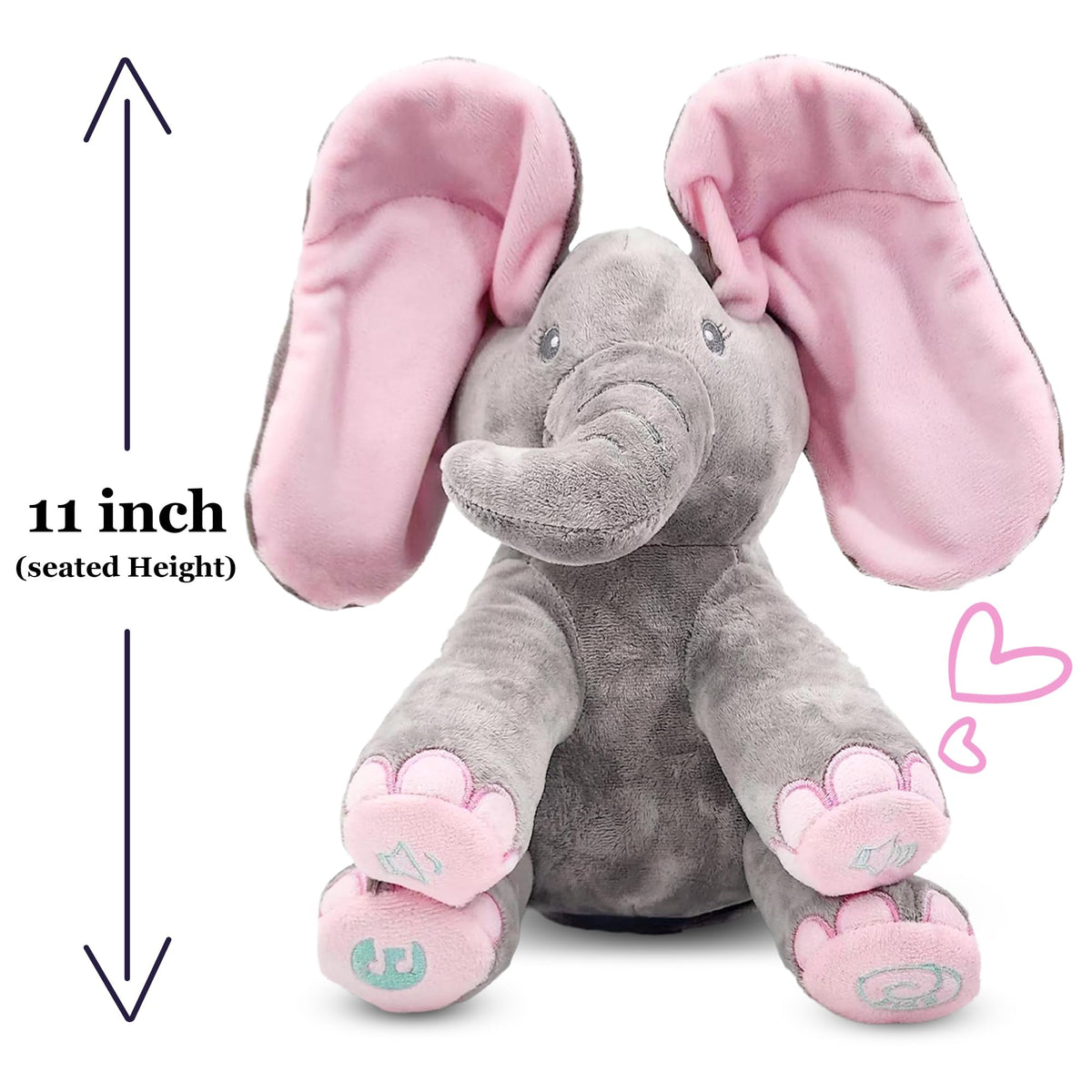 Dimple Kaia Peek A Boo Elephant Toy in song mode delivers cheerful tunes for babies