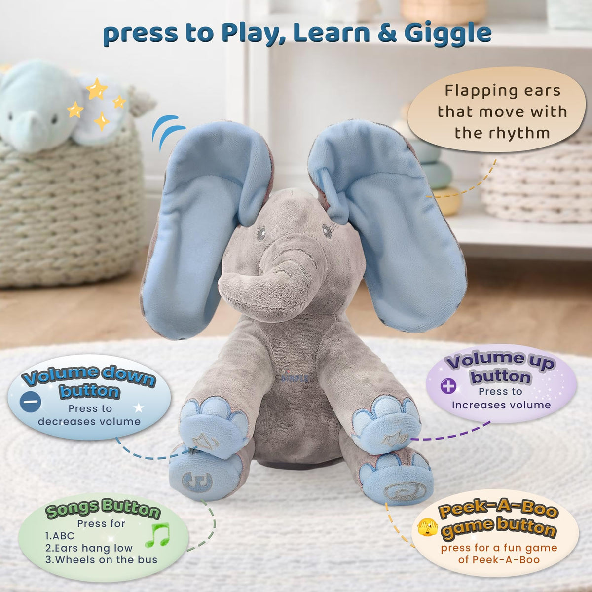 Kyle elephant in singing mode delivering cheerful tunes