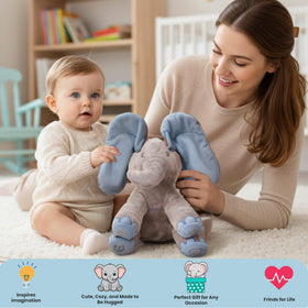 Dimple Kyle elephant toy surface-washable for fast cleaning after messy play