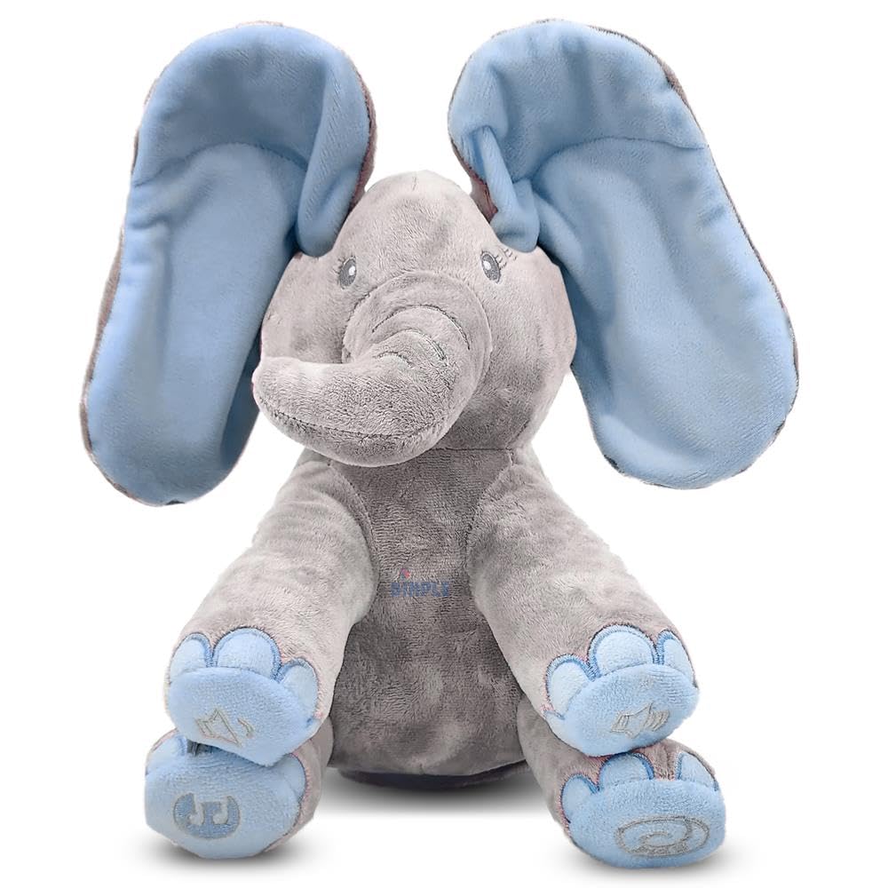 Dimple Kyle Peek A Boo elephant toy with moving ears inviting playful peek-a-boo moments for babies