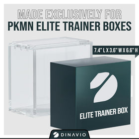 Clear acrylic ETB case highlights protective enclosure for Elite Trainer Boxes