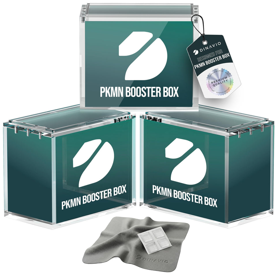 Dinavio Crafthouse PKMN booster case with acrylic stackable 3-pack for crystal-clear display.