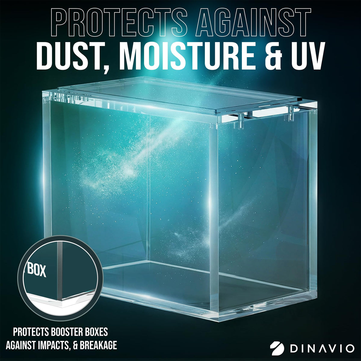Dinavio Crafthouse PKMN booster case sturdy acrylic build resists dust and wear.