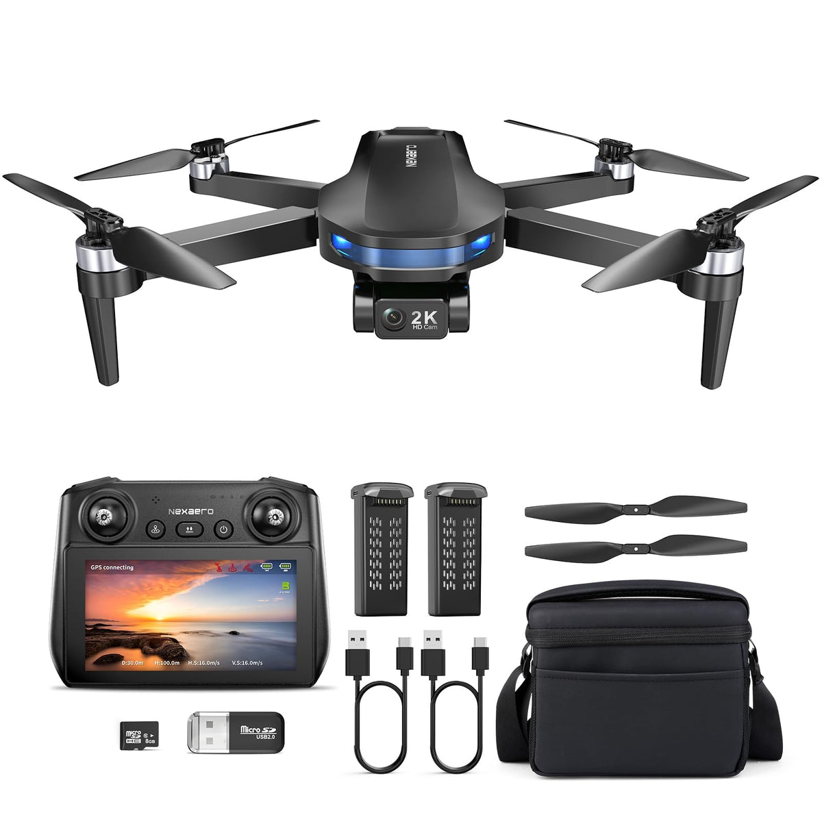 Dingdongwu GPS Drone with 7.22-inch screen remote for instant FPV flight and easy control.