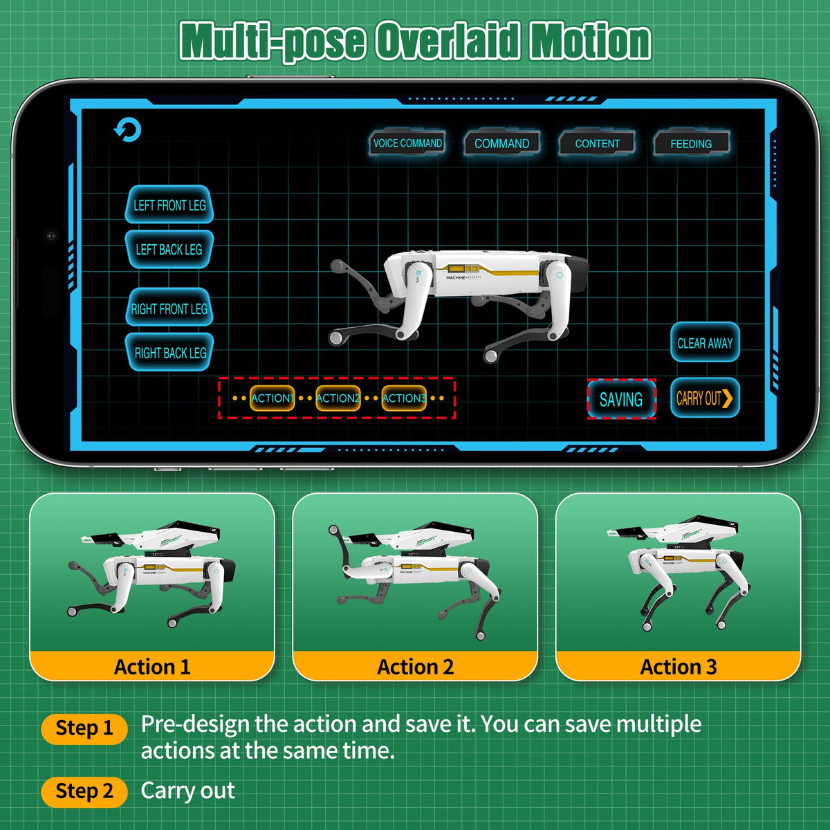 Dingdongwu Robot Dog app control screen for iOS and Android play sessions.