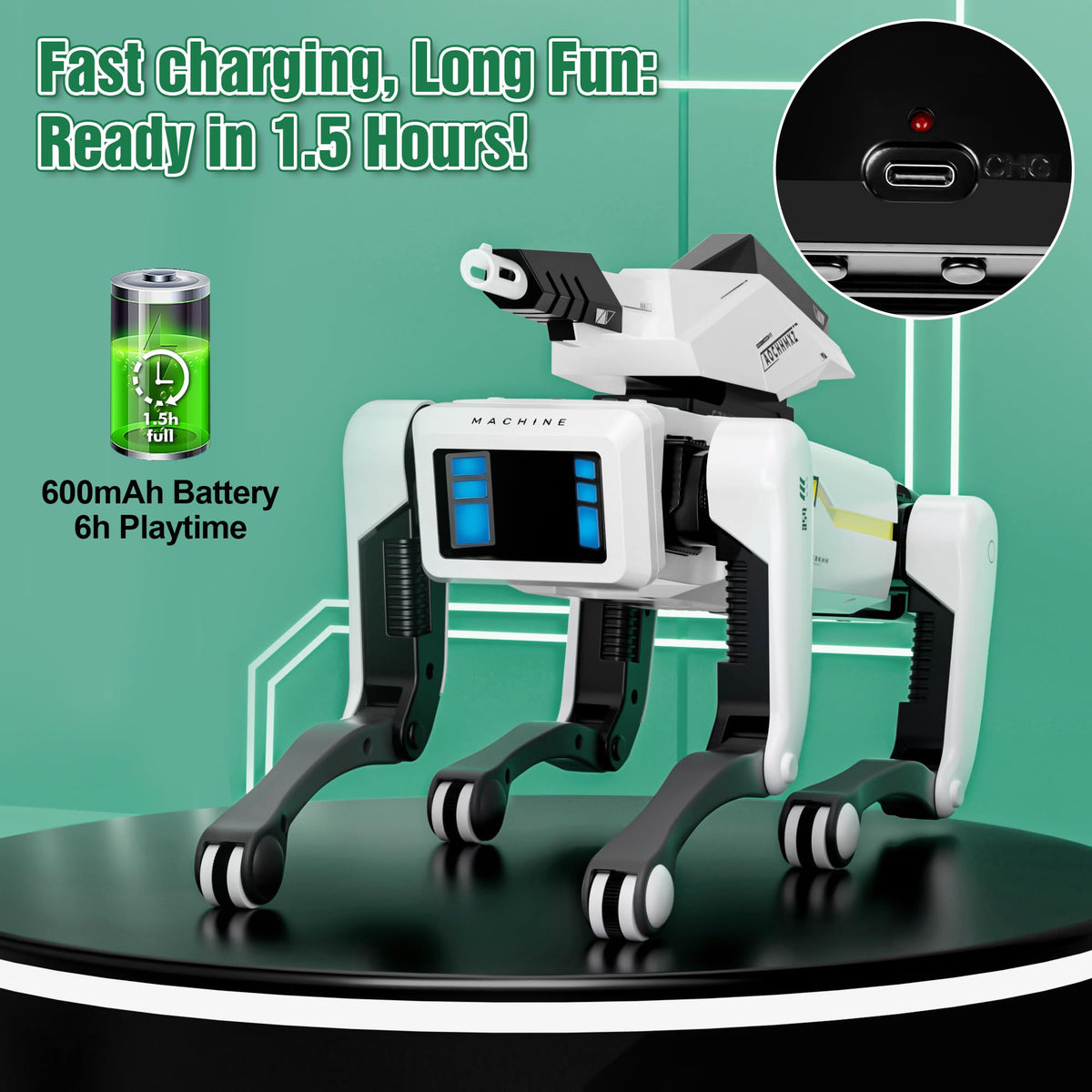 Dingdongwu Robot Dog coding mode illustrating custom action sequences for learning.