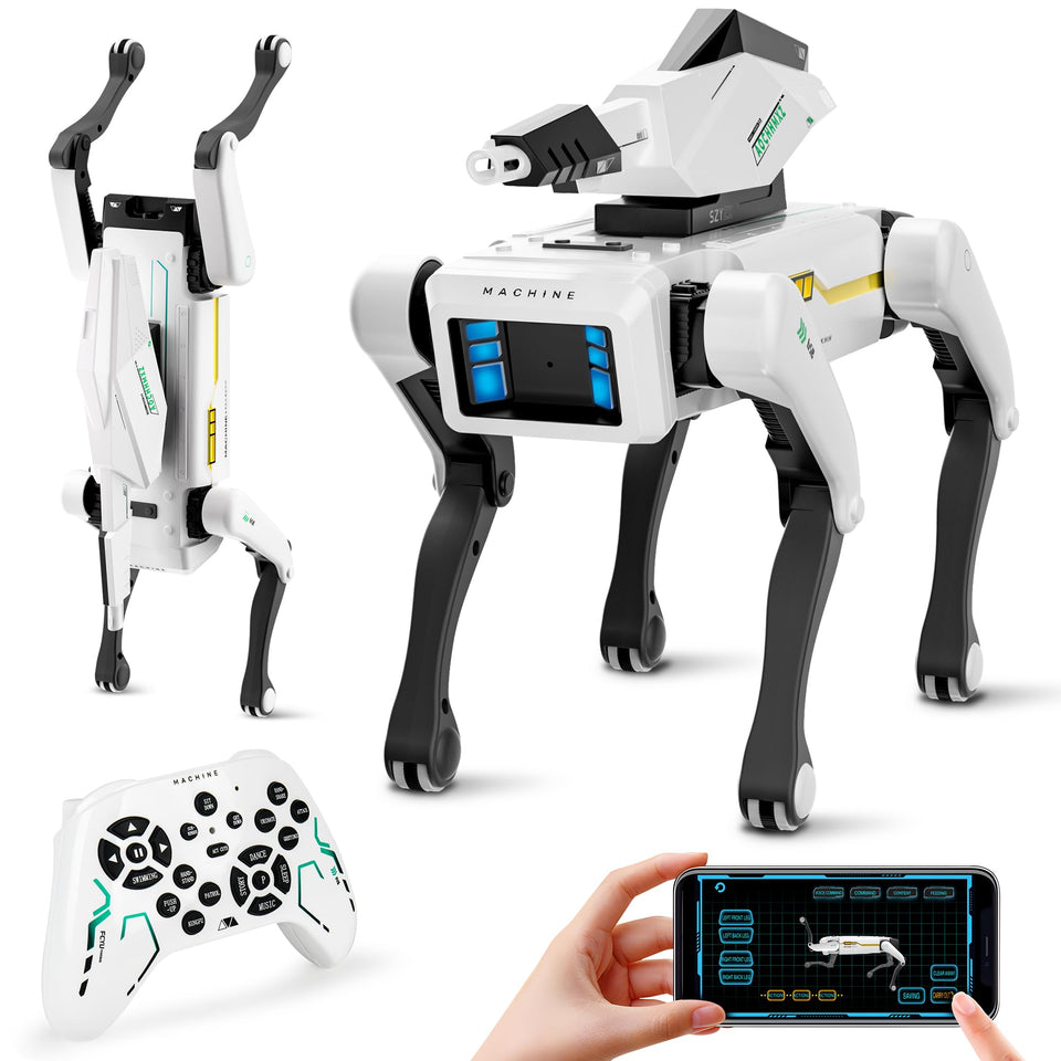 Dingdongwu Shoot Robot Dog performing Kung Fu action for interactive play.