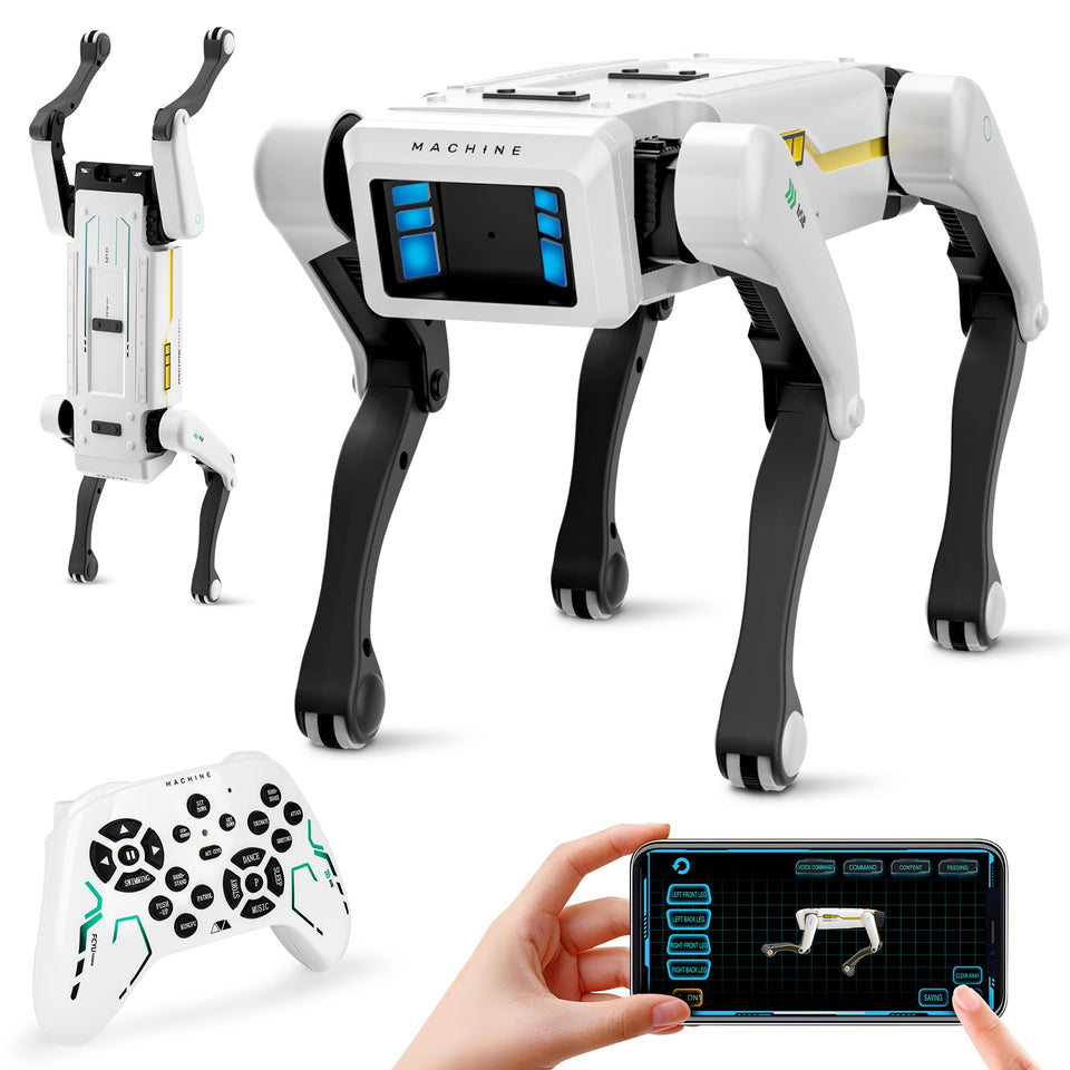 Dingdongwu Smart Robot Dog poses during a playful kung fu routine for interactive learning