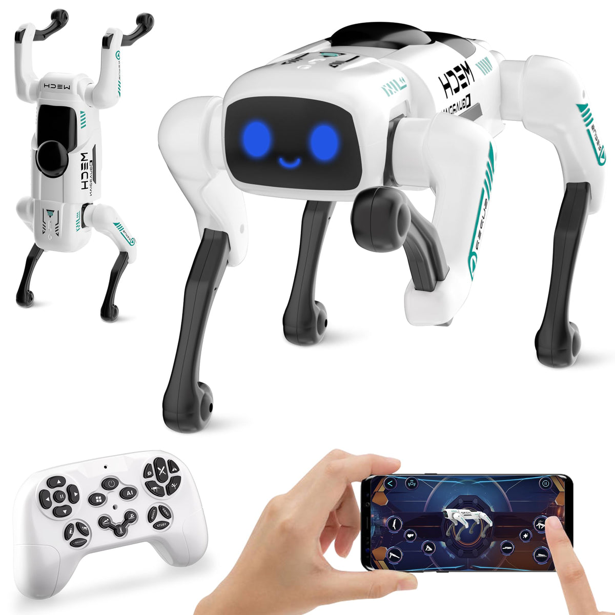 Dingdongwu Smart Robot Dog in a playful pose for interactive learning.