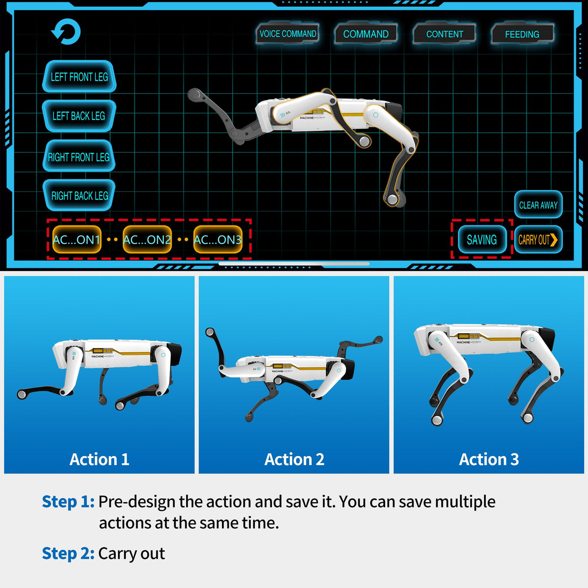 Dingdongwu Smart Robot Dog executes a somersault to show playful motion
