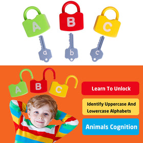 Dinhon Color Alphabet Keys shown with locks to reinforce letter matching