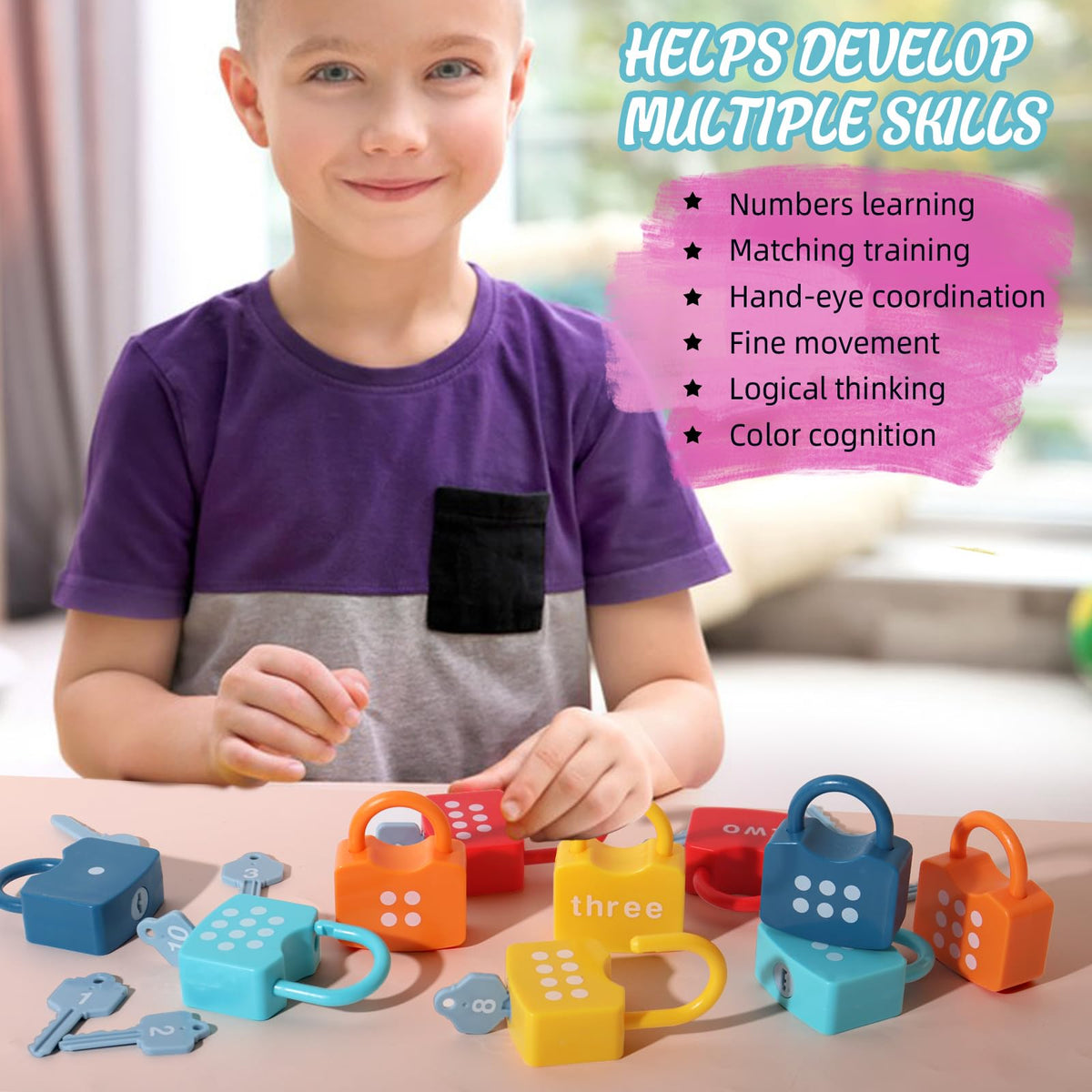 Dinhon counting locks gift idea for 3-5 year olds