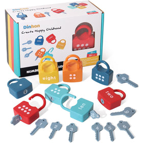 Dinhon Kids Learning Locks with Keys; numbers and dots for early counting practice
