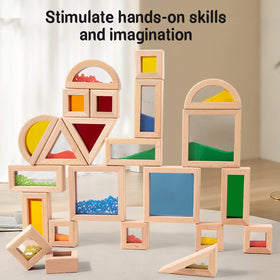 Dinhon montessori-style blocks with translucent core for visual color changes