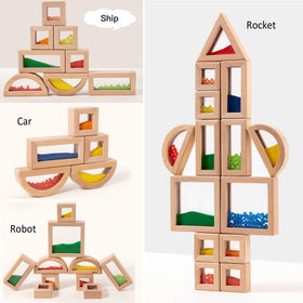 Dinhon rainbow blocks on a light table showcase translucence
