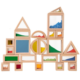 Dinhon sensory blocks rainbow colors front view for toddlers' color exploration