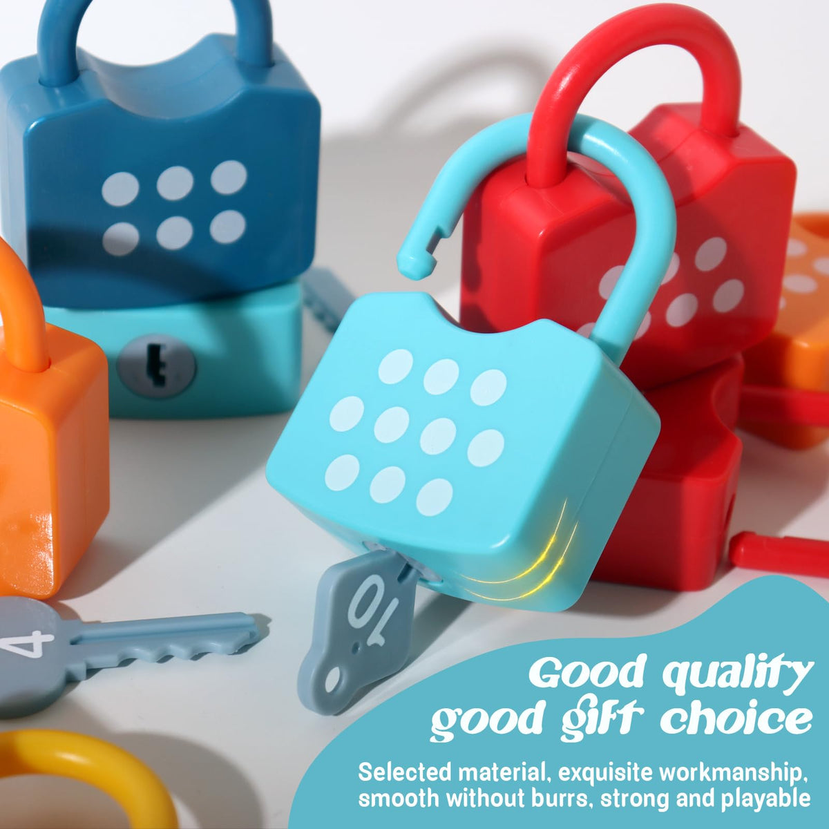 Dinhon toddler-safe locks and keys promoting fine motor skill development