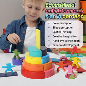 Dinhon wooden dolls add storytelling and role-play to the stack set.