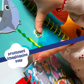 DINO MINI Stickypuff travel set for cars and flights with mess-free creativity