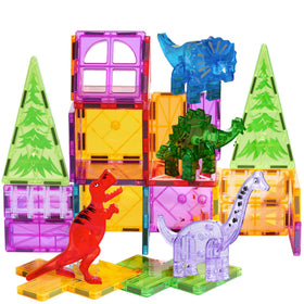 Dinoland magnetic tiles 32-piece set, colorful blocks spark creative play and storytelling.