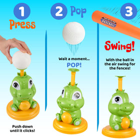 Three practice balls ensure continuous batting fun for young learners.