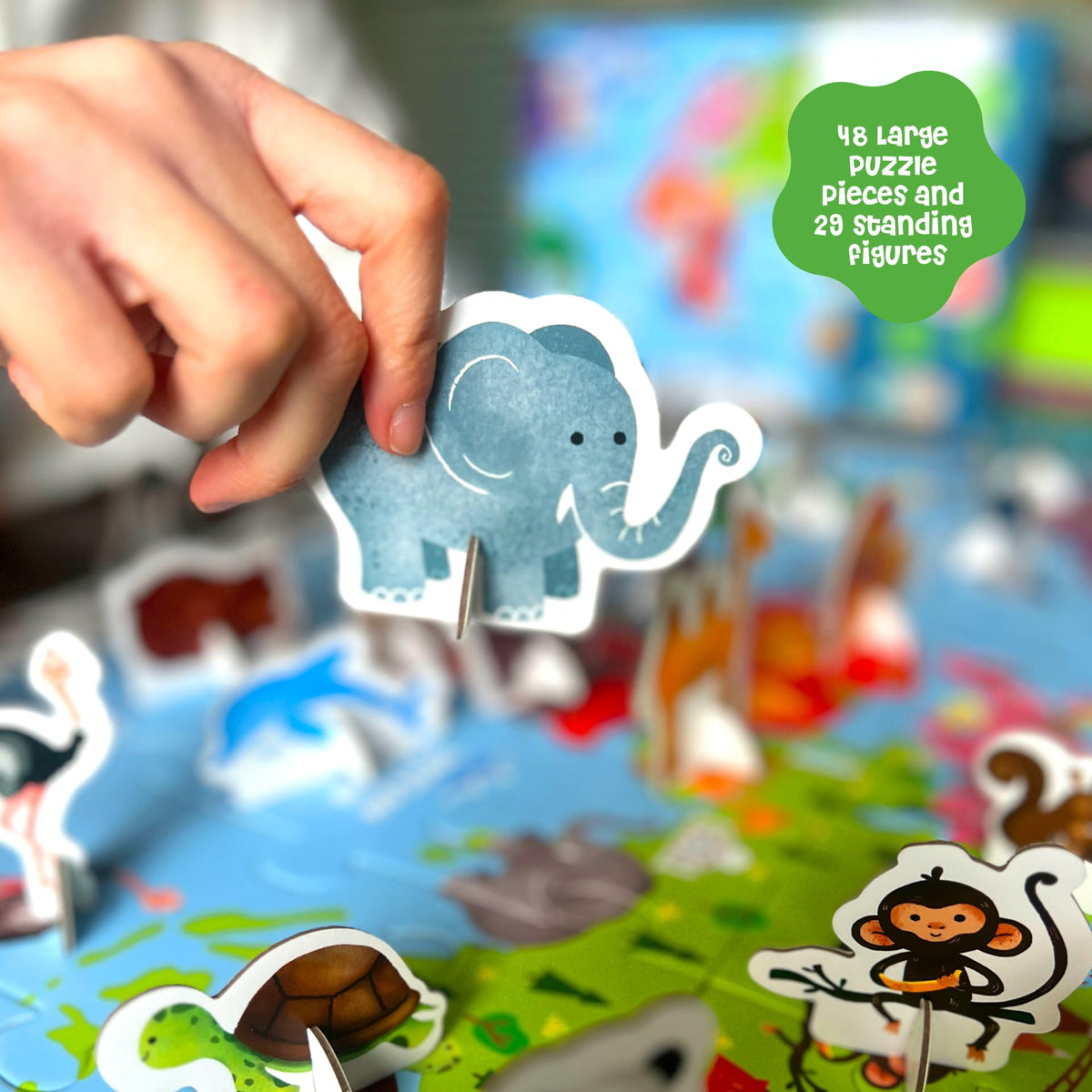 Cardboard-backed pieces ensure durability for repeated play during each session.