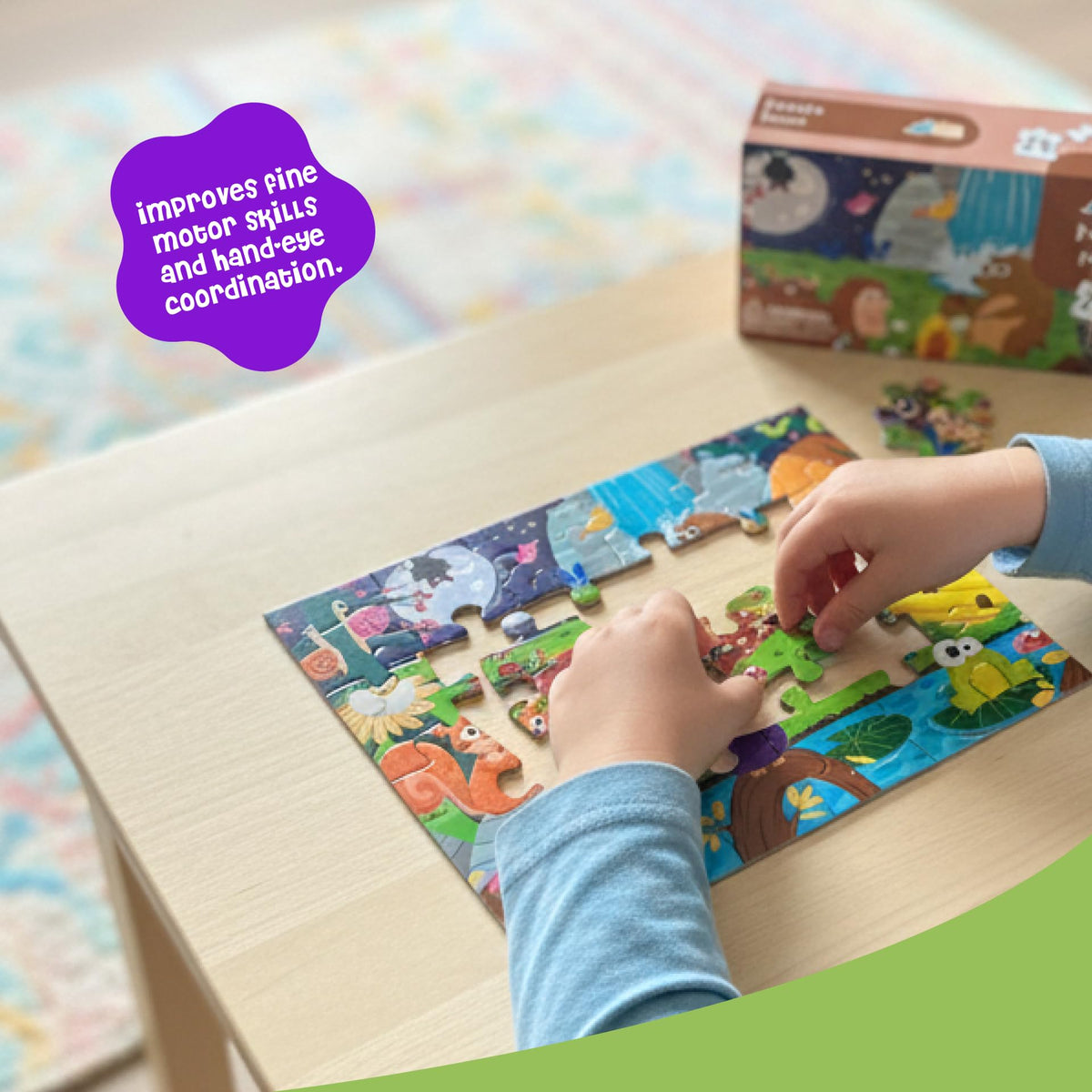 DINO MINI Dinomini sturdy cardboard-backed pieces designed for lasting toddler play.