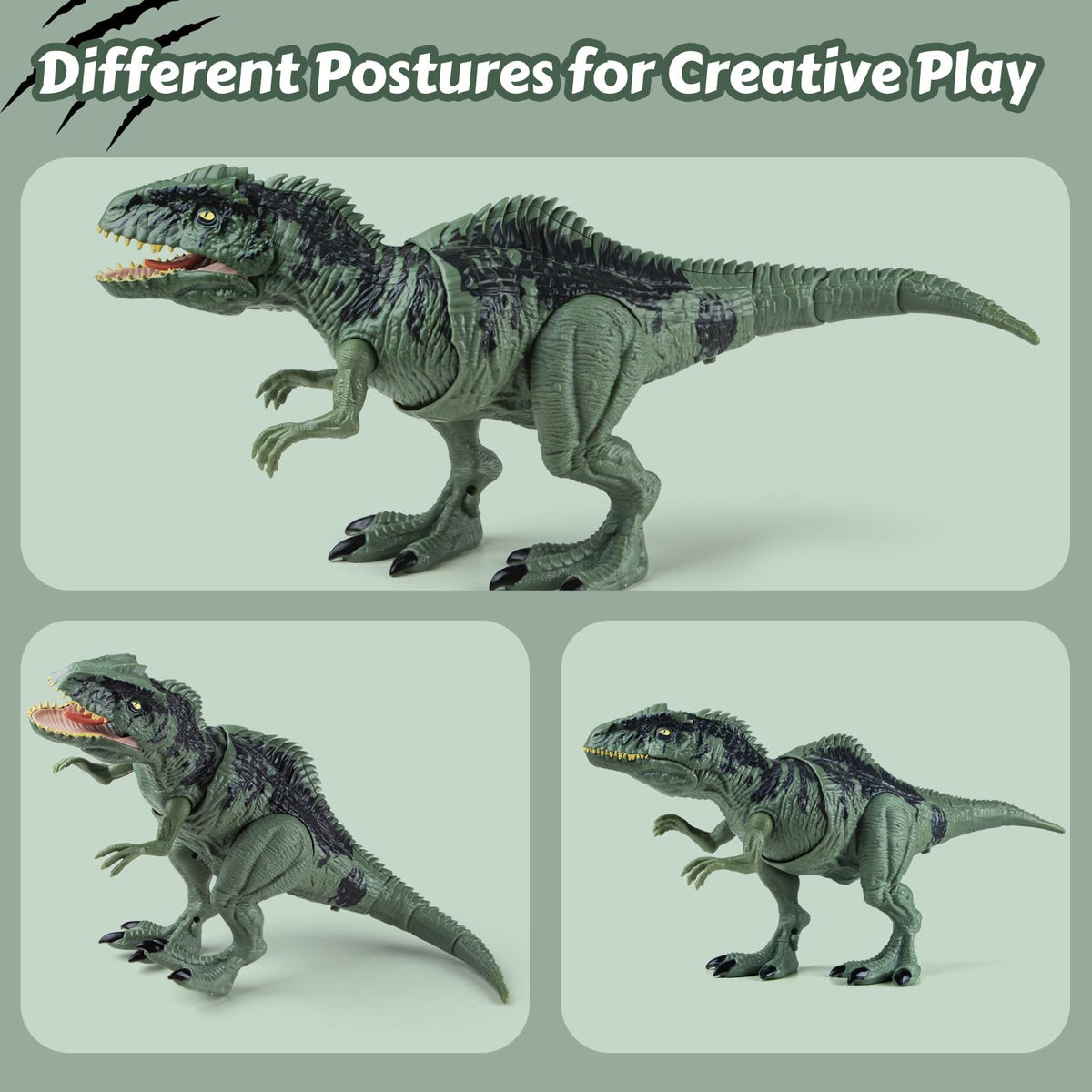 Light-up body and roaring sound bring the Jurassic era to life during play.