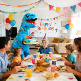 Dinoshenyu inflatable dinosaur costume for adults, ideal for Halloween celebrations